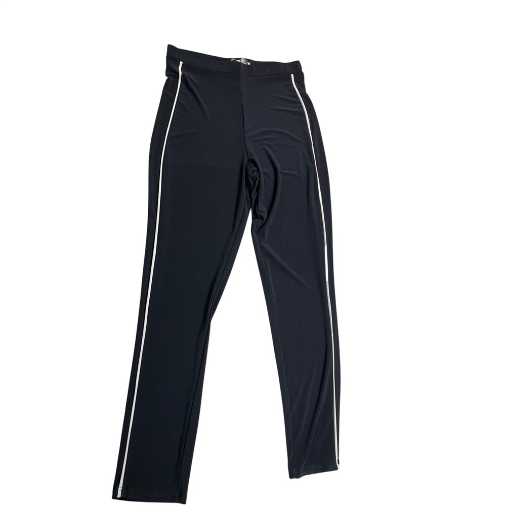 Sympli Size 0 Black Straight Leg Pants White Side Stripe Made in Canada